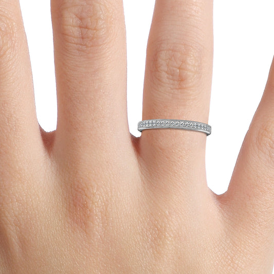 0.16 Carat Lab Grown Round Diamond Paris Milgrain Wedding Band in Platinum