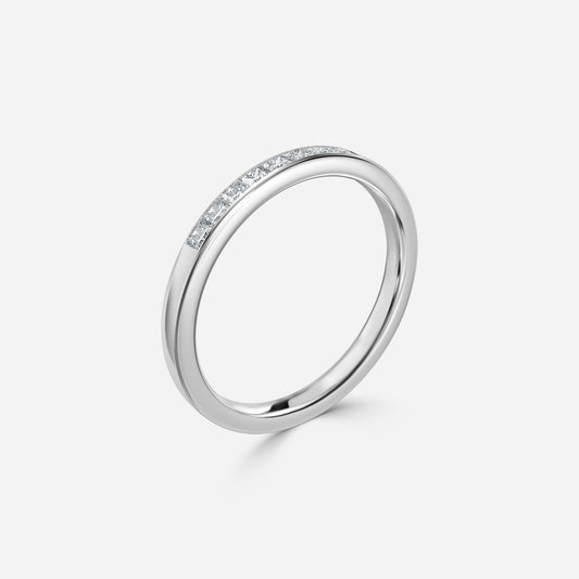 0.13 Carat Lab Grown Princess Diamond Channel Set Wedding Band in Platinum