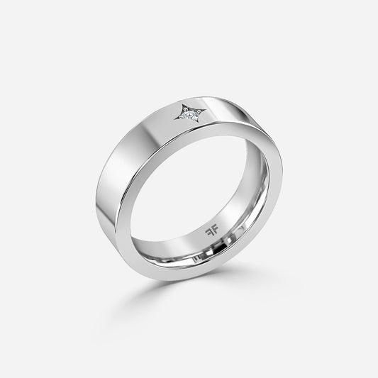 0.03 Carat Lab Grown Round Diamond Oliver 6Mm Wedding Band in Platinum