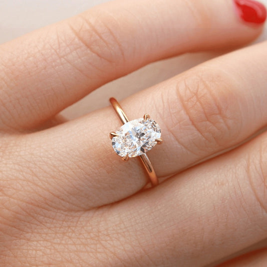 1.15 Carat Lab Grown Oval Diamond Kate Hidden Halo Engagement Ring in 14K Yellow Gold