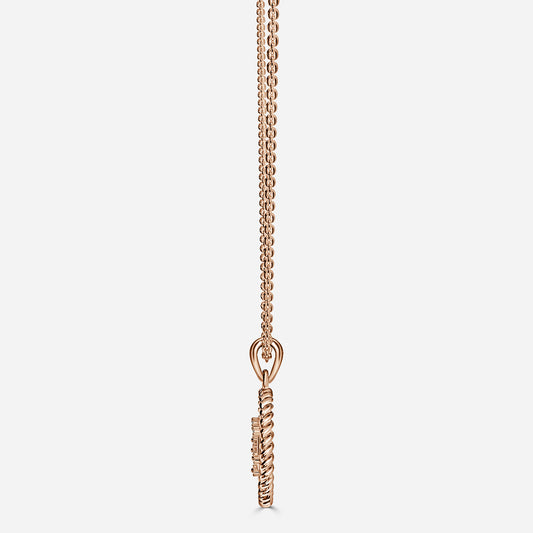 0.13 Carat Lab Grown Round Diamond Capricorn Necklace in 14K Rose Gold