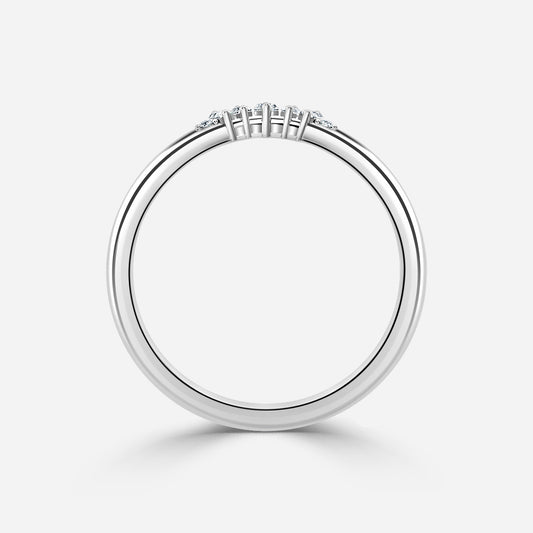 0.10 Carat Lab Grown Baguette Diamond Lune Wedding Band in Platinum