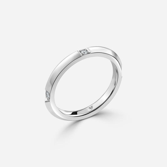 0.04 Carat Lab Grown Round Diamond Knife Edge Wedding Band in Platinum