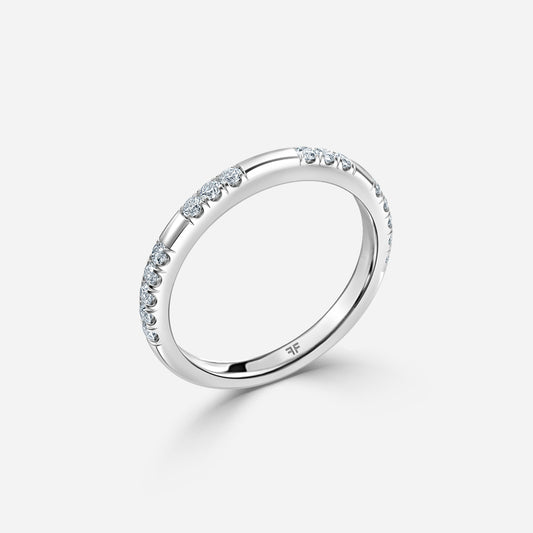 0.25 Carat Lab Grown Round Diamond Pave Wedding Band in Platinum