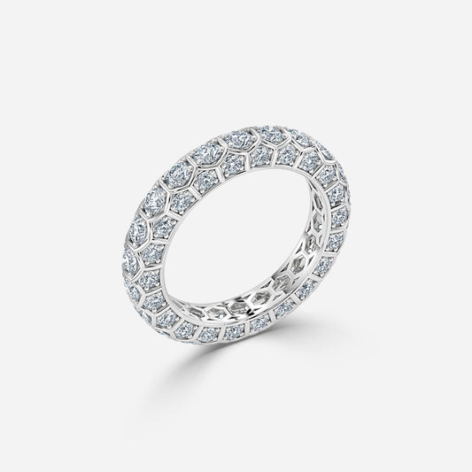 2.10 Carat Lab Grown Round Diamond Hexa Wedding Band in Platinum