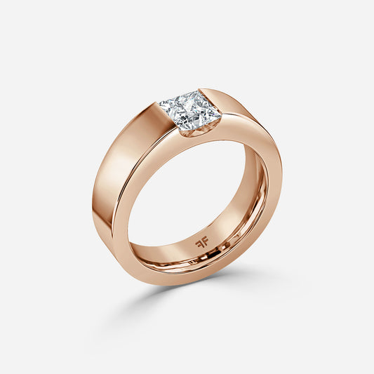 1.09 Carat Lab Grown Princess Diamond Lucas 6Mm Rose Wedding Band in 14K Gold