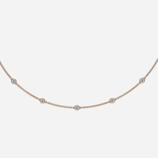 1.85 Carat Lab Grown Round Diamond Inch Necklace in 14K Rose Gold