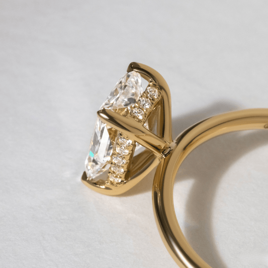2.15 Carat Lab Grown Radiant Diamond Kate Hidden Halo Engagement Ring in 14K Yellow Gold