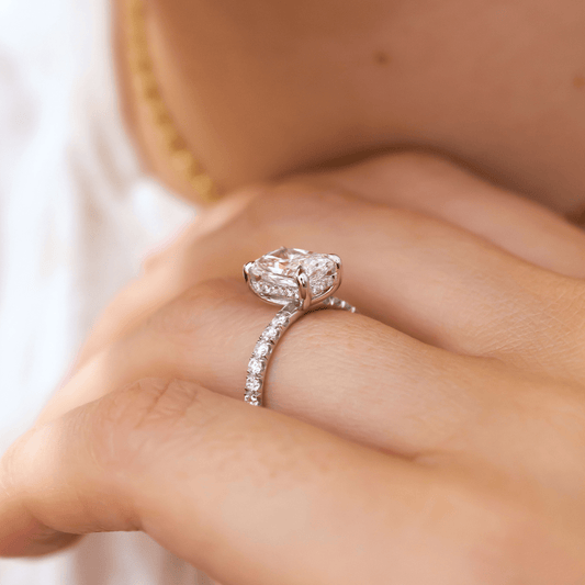 1.60 Carat Lab Grown Radiant Diamond Sadie Hidden Halo Engagement Ring in Platinum