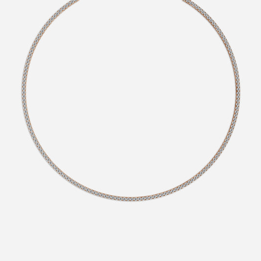 10.33 Carat Lab Grown Round Diamond Necklace in 14K Rose Gold