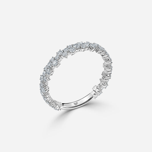 0.60 Carat Lab Grown Round Diamond Floral Shared Claw Wedding Band in Platinum