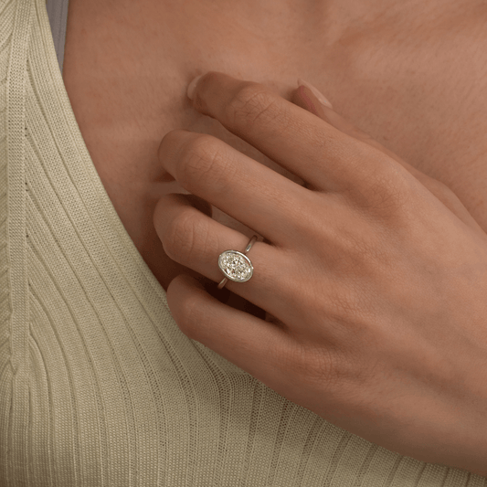 1.50 Carat Lab Grown Oval Diamond Chloe Bezel Engagement Ring in Platinum