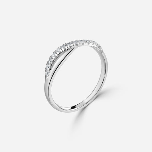 0.14 Carat Lab Grown Round Diamond Twisted Hatton Garden Wedding Band in Platinum