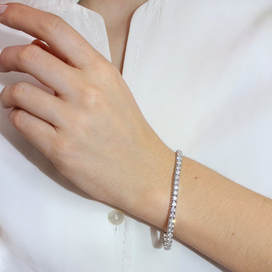 6.00 Carat Lab Grown Round Diamond Bracelet in 14K Gold