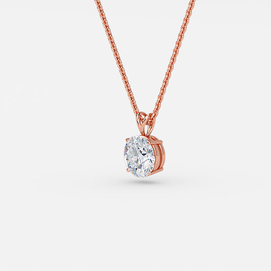 1.00 Carat Lab Grown Round Diamond Single Pendant in 14K Rose Gold