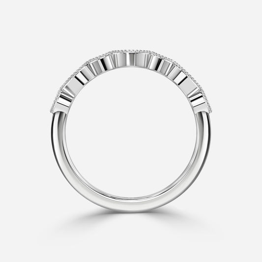 0.30 Carat Lab Grown Round And Marquise Diamond Eleanor Milgrain Wedding Band in Platinum