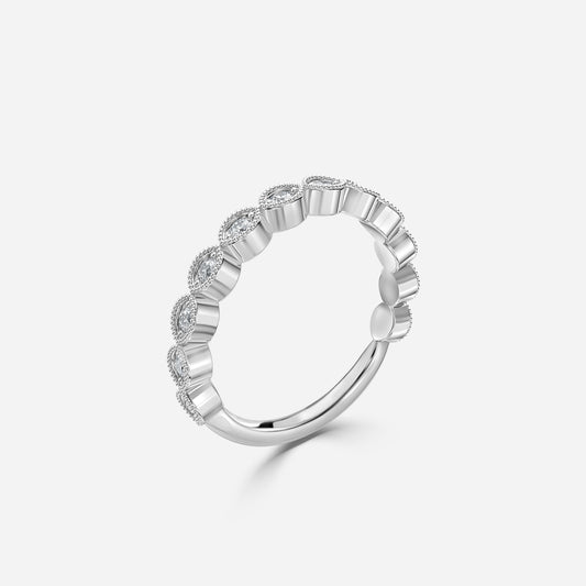 0.18 Carat Lab Grown Round Diamond Vintage Wedding Band in Platinum