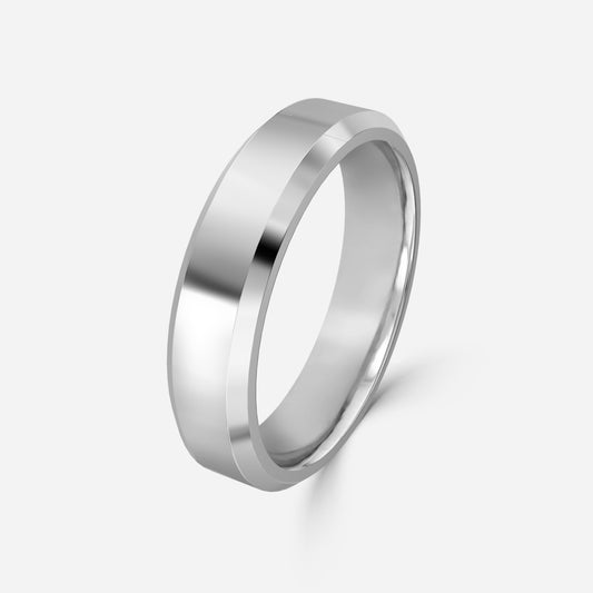 1.00 Carat Lab Grown Round Diamond Beveled Court Wedding Band in Platinum