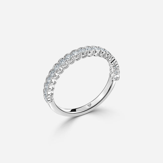 0.35 Carat Lab Grown Round Diamond Semi Rubover Wedding Band in 14K White Gold