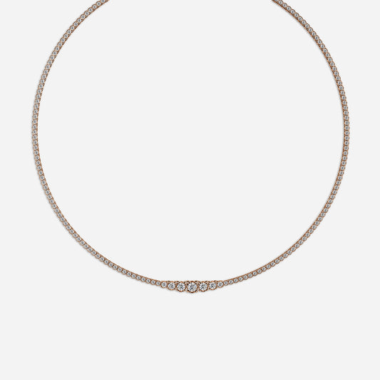 4.86 Carat Lab Grown Round Diamond Graduated Tennis Necklaces Necklace in 14K Rose Gold