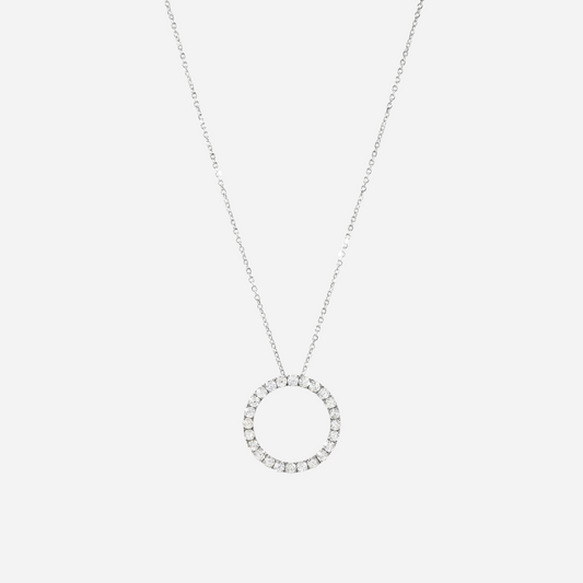 0.75 Carat Lab Grown Round Diamond Circular Pendant in 14K White Gold
