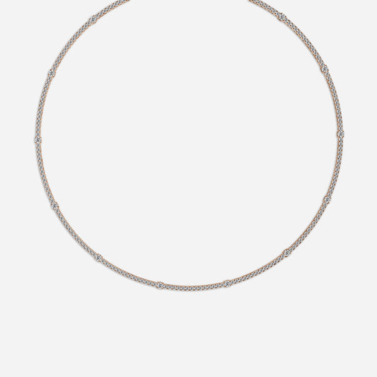 7.24 Carat Lab Grown Round Diamond Tennis Necklaces Necklace in 14K Rose Gold