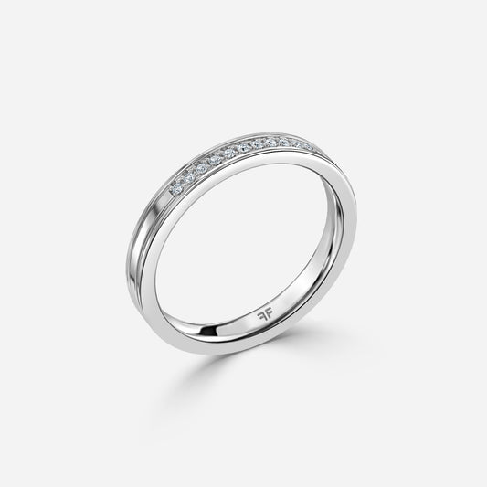 0.41 Carat Lab Grown Round Diamond Channel Grain Set Wedding Band in Platinum