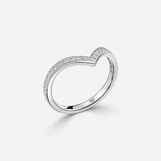 0.25 Carat Lab Grown Round Diamond V Wedding Band in Platinum