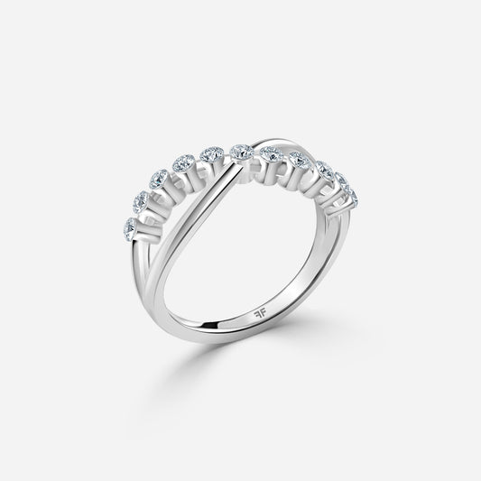 0.33 Carat Lab Grown Round Diamond Crossover Shared Prong Wedding Band in Platinum