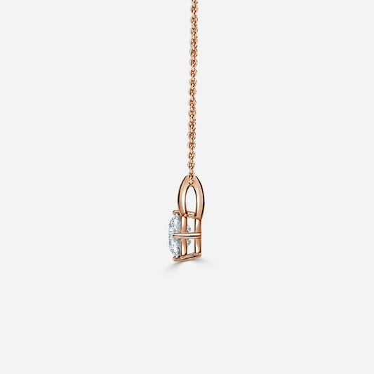 1.00 Carat Lab Grown Round Diamond Emma Leaf Pendant in 14K Rose Gold