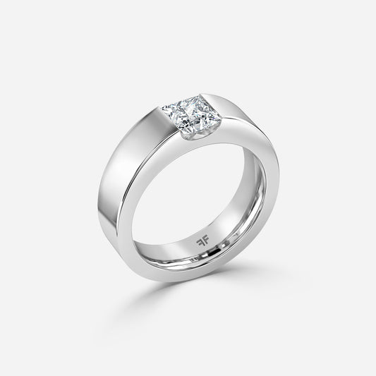 0.63 Carat Lab Grown Princess Diamond Lucas 5Mm Wedding Band in Platinum