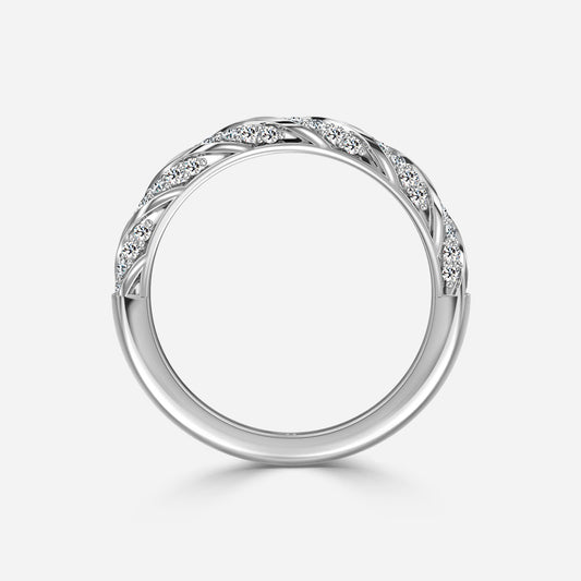 0.18 Carat Lab Grown Round Diamond Lilac Twisted Wedding Band in Platinum
